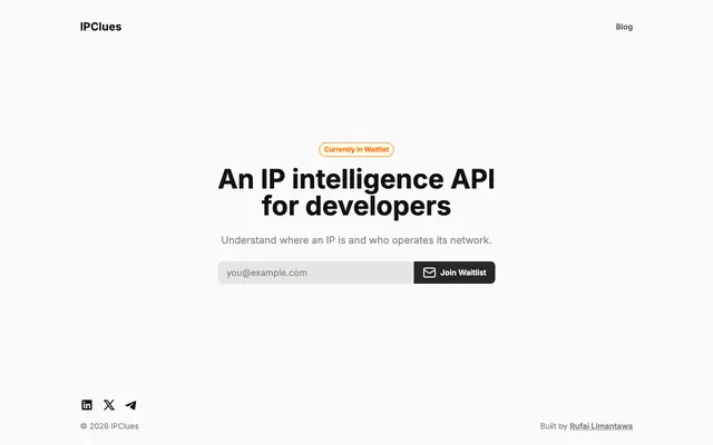 Screenshot of IPClues | Internet Intelligence Infrastructure