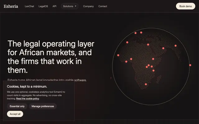 Screenshot of Esheria — Legal AI & Regulatory Intelligence for Africa