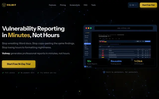 Screenshot of Vulnsy - Pentest Reporting Platform for Security Teams