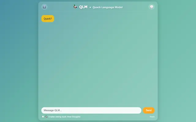 Screenshot of QLM - Quack Language Model