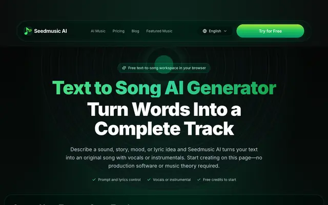 Screenshot of Seedmusic AI Music Generator - Create AI Songs Fast