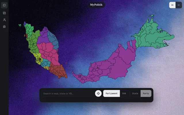 Screenshot of MyPolitik — Map Malaysia's Representatives