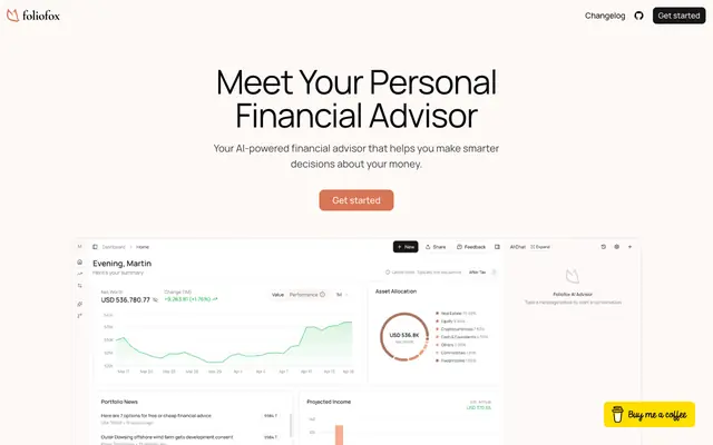 Screenshot of Foliofox - The AI-Powered Portfolio Intelligence Platform