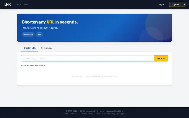 Screenshot of jLNK — Fast Link Shortener