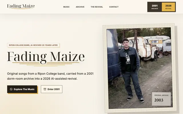 Screenshot of Fading Maize | 2001 to 2026