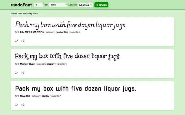 Screenshot of randoFont