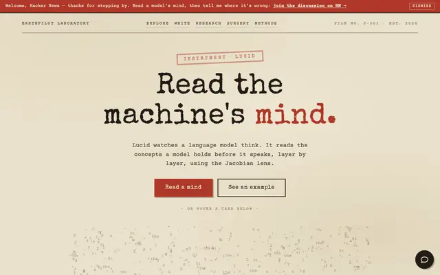 Screenshot of Lucid — Read the machine's mind