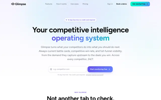 Screenshot of Glimpse - Competitor Intelligence