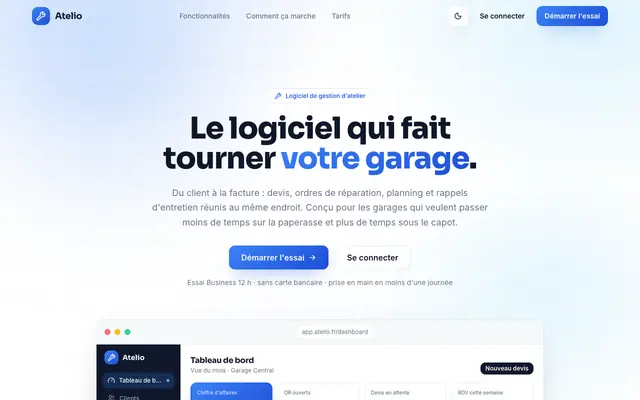 Screenshot of Atelio — Logiciel de gestion d'atelier