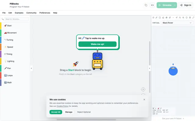 Screenshot of PiBlocks - Program Your Pi Robot