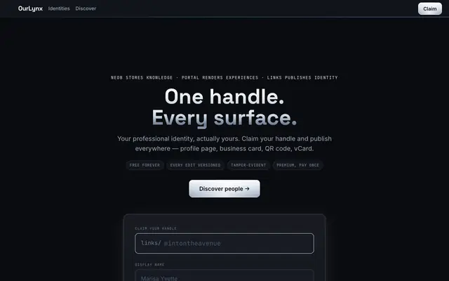 Screenshot of OurLynx — one link that holds all your links