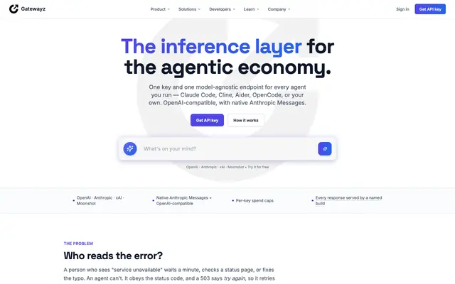 Screenshot of Gatewayz | One API for Any AI Model