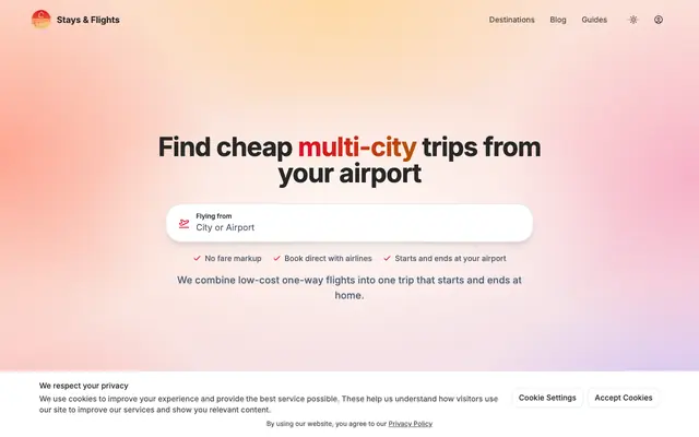 Screenshot of Stays & Flights — Find Your Perfect Multi-City Trip
