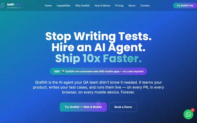 Screenshot of QraftAI — Ship Automation Faster | SwiftScale Software