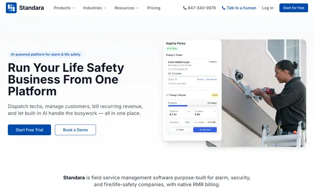 Screenshot of Standara - Field Service Management for Alarm & Security Companies | Standara