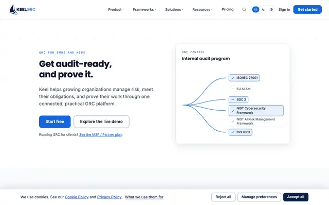 Screenshot of Keel, Get audit-ready, and prove it.