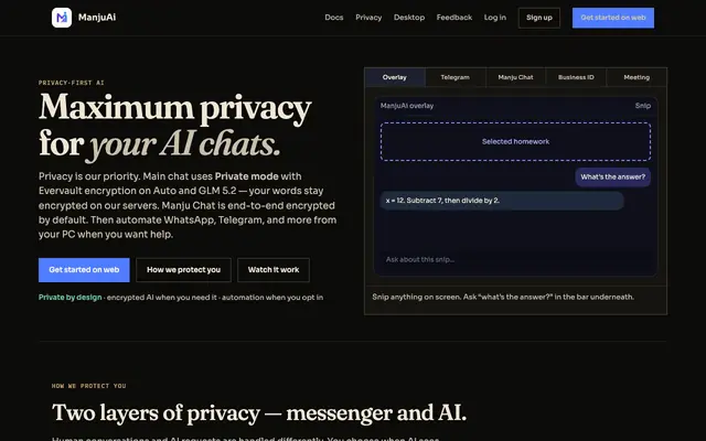 Screenshot of Manju - AI Chat