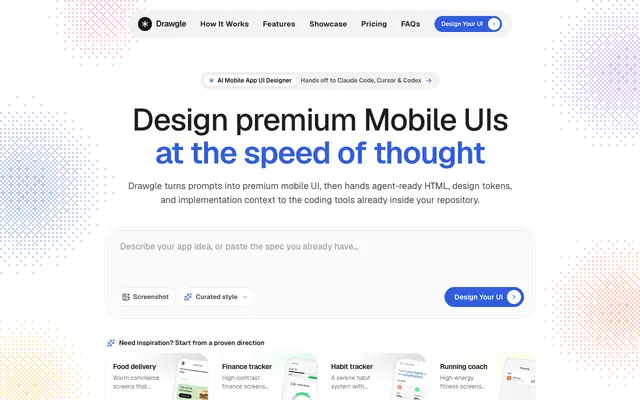 Screenshot of Drawgle - AI Mobile UI Design Tool
