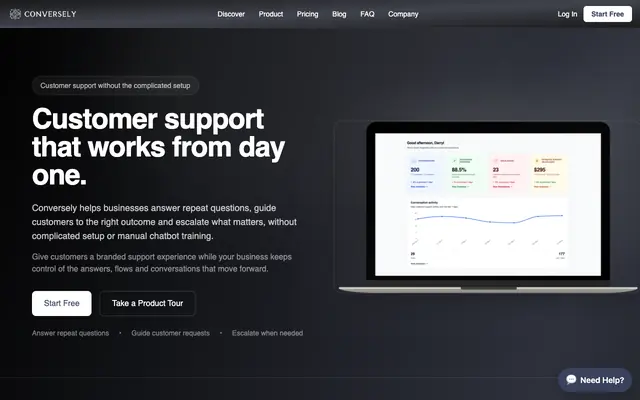 Screenshot of Conversely | AI-Powered Customer Support Platform