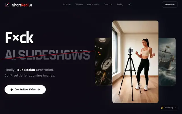 Screenshot of ShortReal AI - AI Faceless Shorts Generator