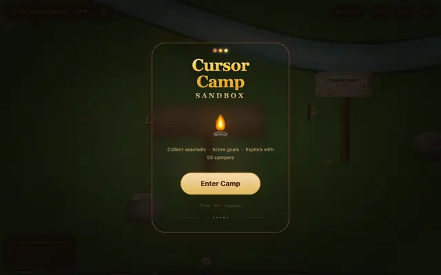 Screenshot of Cursor Camp Sandbox — Play Online, Seashells & Guide