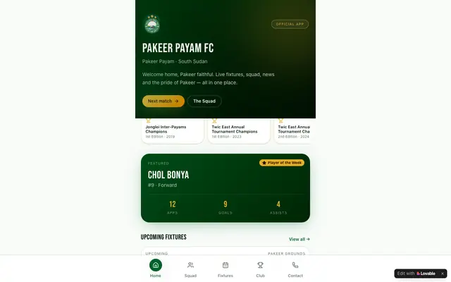 Screenshot of Pakeer Payam FC — Official Club App