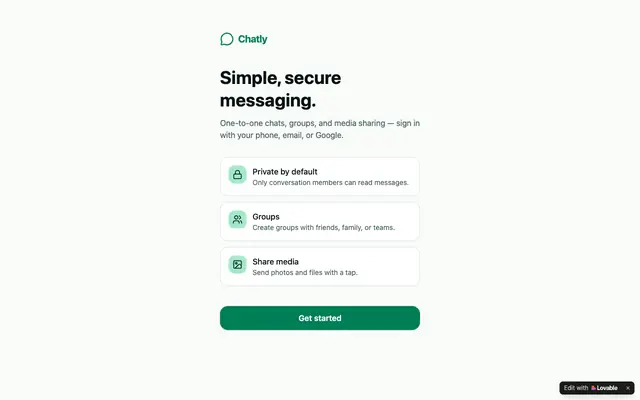 Screenshot of Chatly — Simple, secure messaging