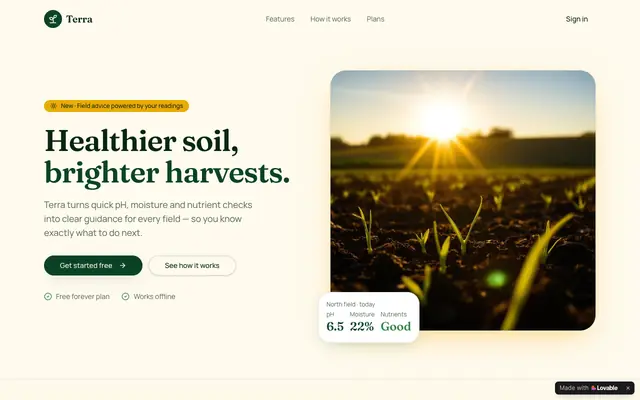 Screenshot of Terra — Soil health for every field