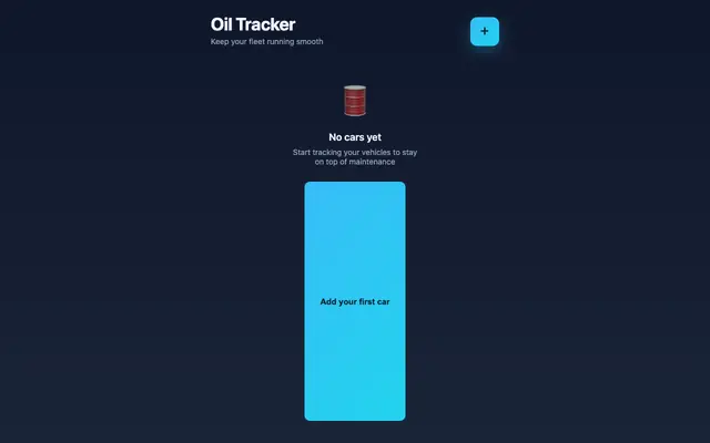 Screenshot of Oil Change Tracker
