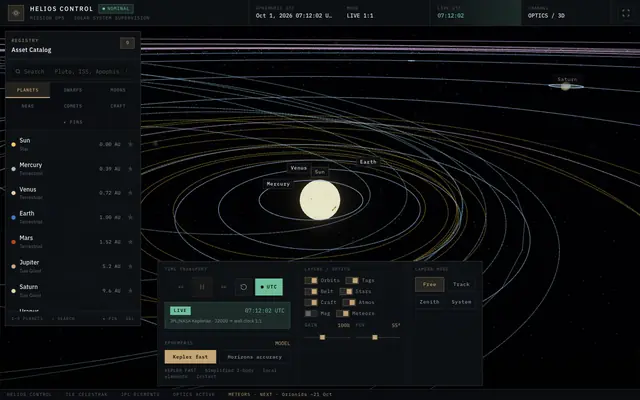 Screenshot of Helios Control — Mission Supervision
