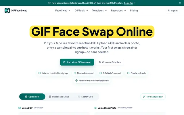 Screenshot of GIF Face Swap Online - Free AI GIF Face Swap Tool
