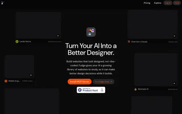 Screenshot of Fudge: AI-Powered Design Inspiration & Font Discovery