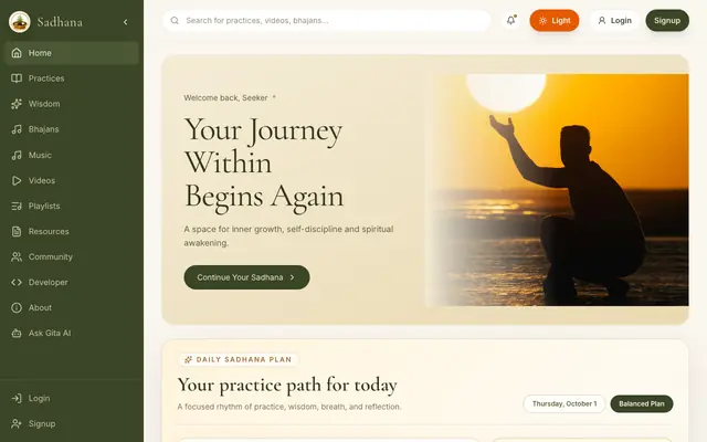 Screenshot of Sadhana Digital
