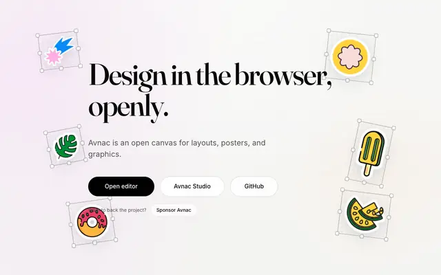 Screenshot of Avnac — open design in the browser