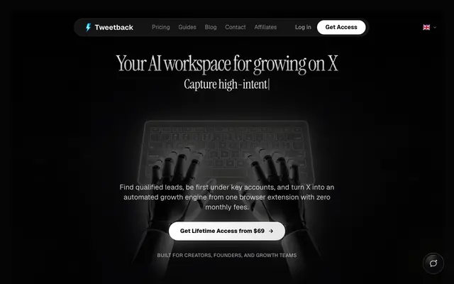 Screenshot of Tweetback - AI Workspace for X Growth | Tweetback