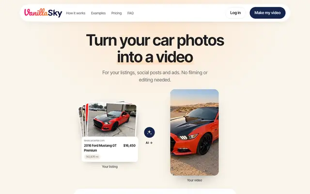 Screenshot of VanillaSky — Vibecoding for Launch Videos