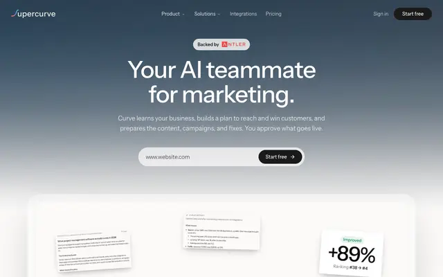 Screenshot of Supercurve | Marketing that understands how you grow