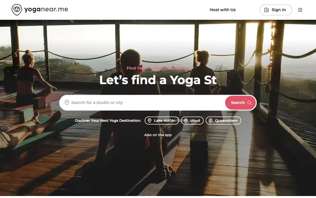 Screenshot of yoganear.me – Find Yoga Studios & Book Classes Near You | yoganear.me