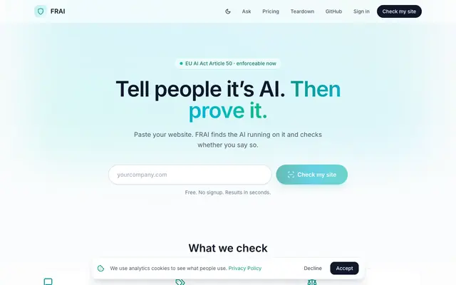 Screenshot of FRAI – Framework of Responsible Artificial Intelligence