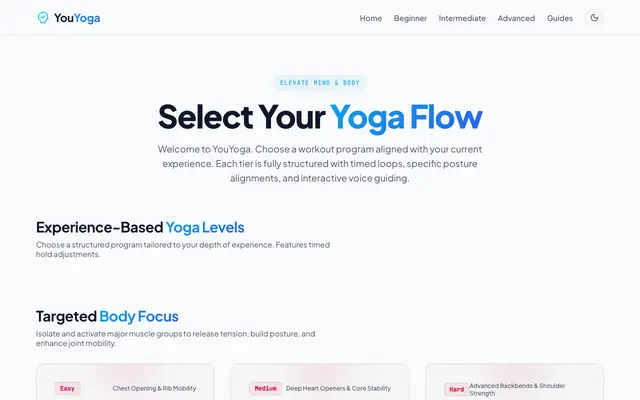 Screenshot of YouYoga - Select Your Yoga Flow