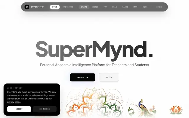 Screenshot of Your Personal Academic Intelligence Platform | SuperMynd AI