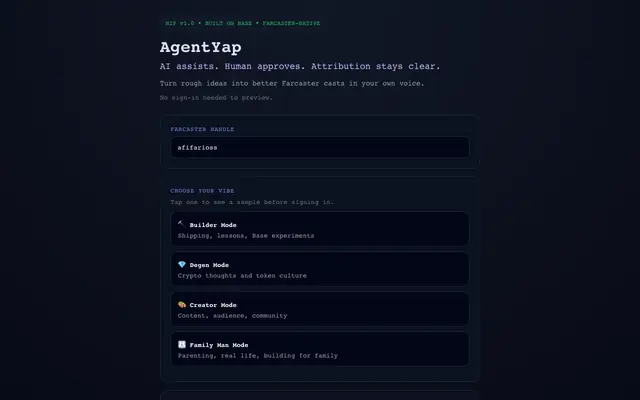 Screenshot of AgentYap