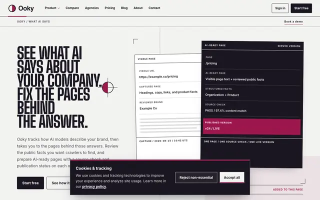 Screenshot of Ooky | Control what AI knows about you