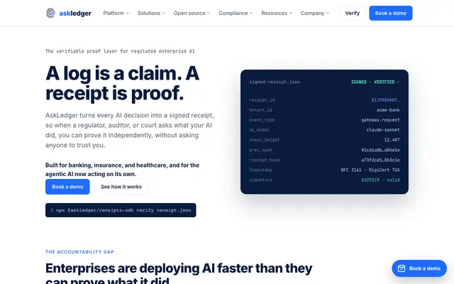 Screenshot of AskLedger — Cut your AI spend, and prove the savings are real