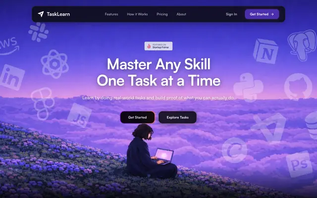 Screenshot of TaskLearn | Do Real Work. Earn Skill Badges. Get Hired.