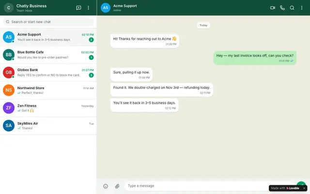 Screenshot of Chatly — Business Messaging