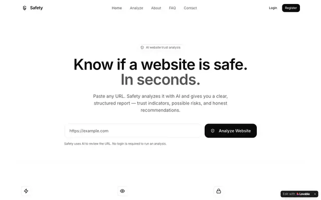 Screenshot of Safety — AI Website Trust Analysis