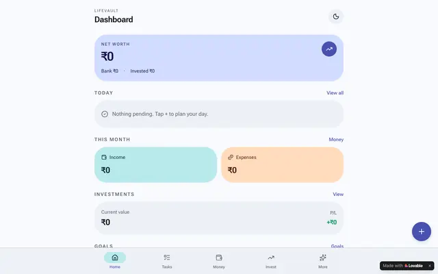 Screenshot of Life vault