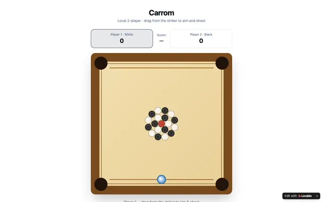 Screenshot of Carrom — 2-Player Board Game