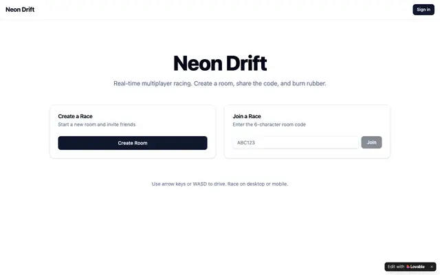 Screenshot of Neon Drift — Online Racing